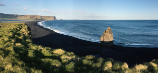 Black beach Reynisfjara in summer