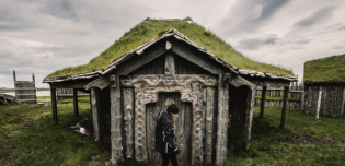 My daughter assistant at the viking village in Stokksnes