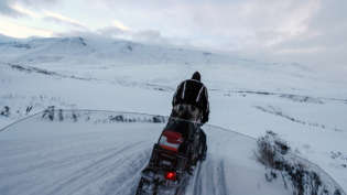 Snowbiking in the mountains